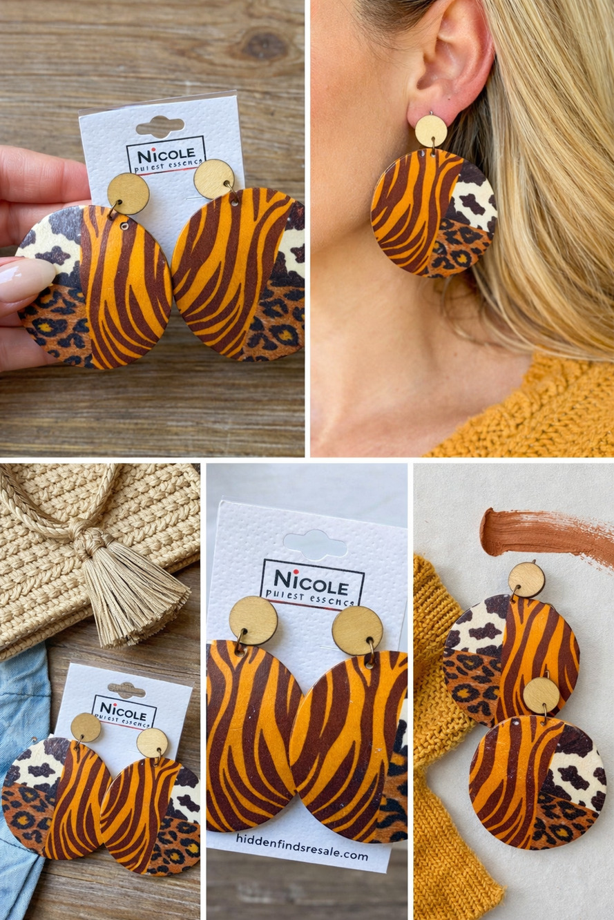Bold Mixed Animal Print Statement Earrings